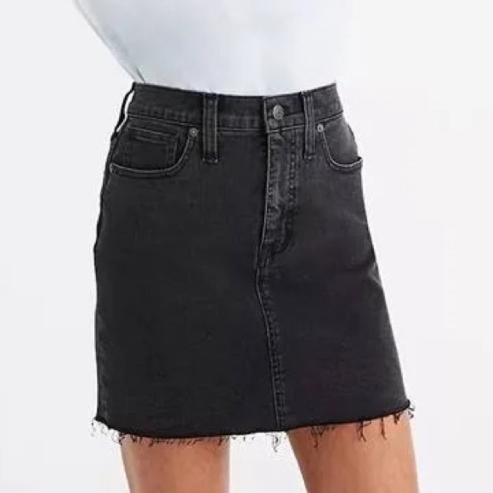 MADEWELL Stretch Denim Straight Mini Skirt, Black denim Size 25